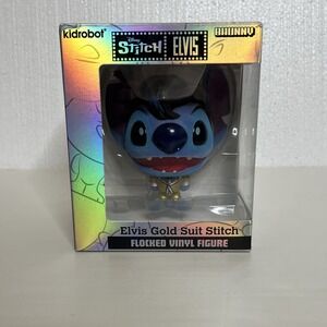 2024 Disney Kidrobot Bhunny Stitch-Elvis Gold Suit Flocked Vinyl New In Box